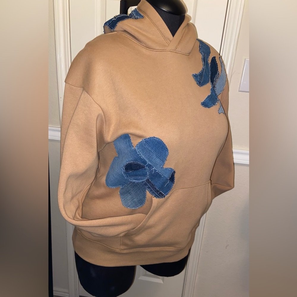 UpCycled Hoodie with Denim-XL-Unisex - Picture 2 of 6
